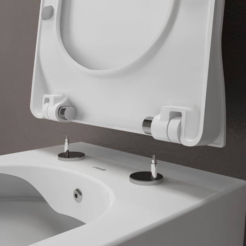 Creavit Elegant Beyaz Kanalsız Asma Klozet EG321, Duroplast Yavaş Kapak, Terra Gömme Rezervuar Set - 8
