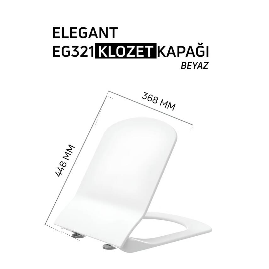 Creavit Elegant Kanalsız Beyaz Asma Klozet EG321, Creavit Elegant Duroplast Yavaş Kapak - 7