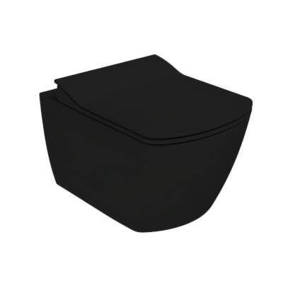 Creavit Elegant Kanalsız Kömür Karası Asma Klozet EG321-00KK00E, Creavit Elegant Duroplast Yavaş Kapak
