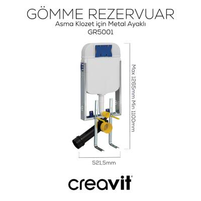 Creavit Elegant Kanalsız Kömür Karası Asma Klozet Set EG321, Creavit Kömür Karası Terra Gömme Rezervuar Seti - 6