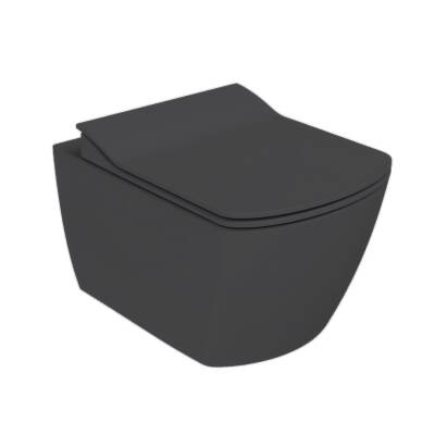 Creavit Elegant Kanalsız Mat Antrasit Asma Klozet EG321-00AM00E, Creavit Elegant Duroplast Yavaş Kapak - 2