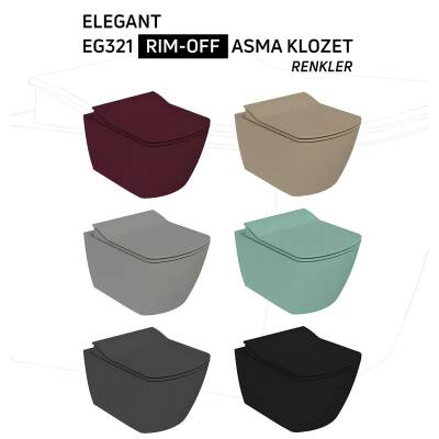 Creavit Elegant Kanalsız Mat Antrasit Asma Klozet EG321-00AM00E, Creavit Elegant Duroplast Yavaş Kapak - 9