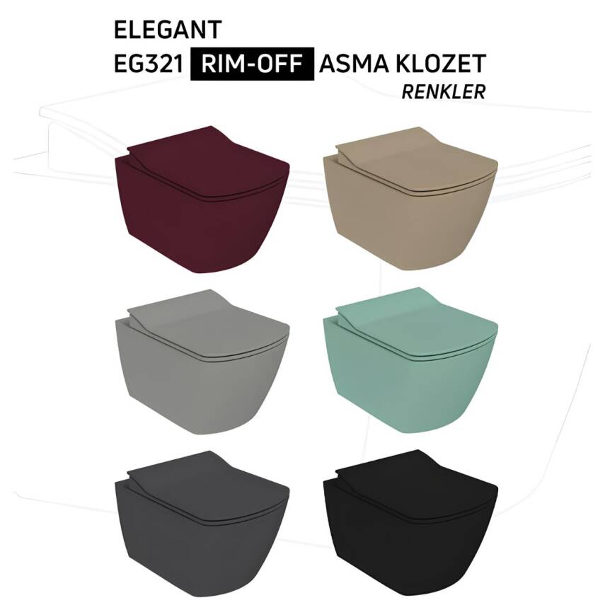 Creavit Elegant Kanalsız Mat Antrasit Asma Klozet EG321-00AM00E, Creavit Elegant Duroplast Yavaş Kapak - 9