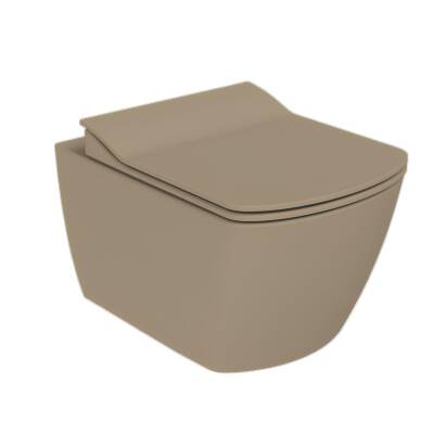 Creavit Elegant Kanalsız Mat Cappucino Asma Klozet EG321-00CM00E, Creavit Elegant Duroplast Yavaş Kapak