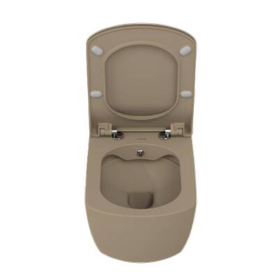 Creavit Elegant Kanalsız Mat Cappucino Asma Klozet EG321-00CM00E, Creavit Elegant Duroplast Yavaş Kapak - 3