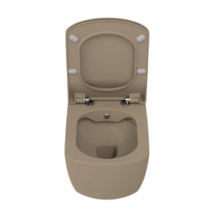 Creavit Elegant Kanalsız Mat Cappucino Asma Klozet EG321-00CM00E, Creavit Elegant Duroplast Yavaş Kapak - 3