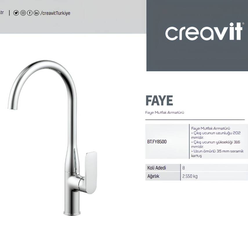 Creavit Faye Krom Eviye Bataryası FY8500 - 4