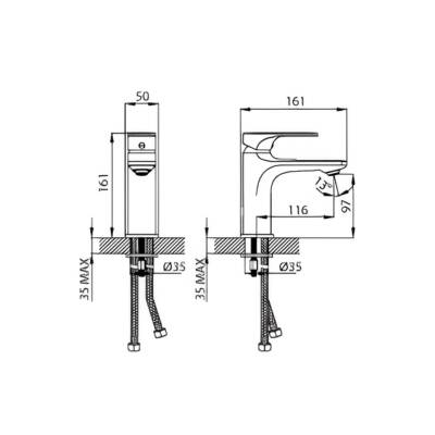 Creavit Faye Krom Lavabo Bataryası FY1500 - 4