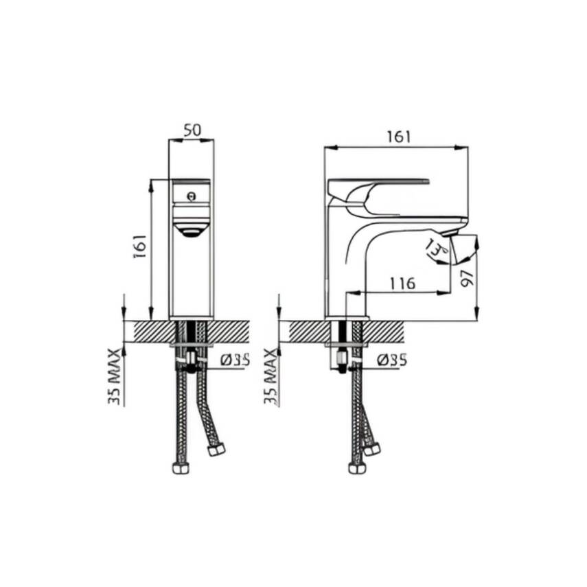 Creavit Faye Krom Lavabo Bataryası FY1500 - 4