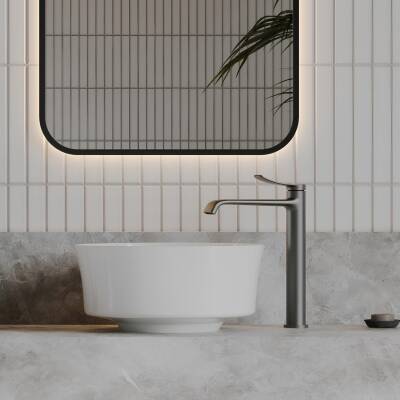 Creavit Fiore Oval Tezgâh Üstü Batarya Deliksiz Beyaz Lavabo 40x40 Cm FI140 - 2