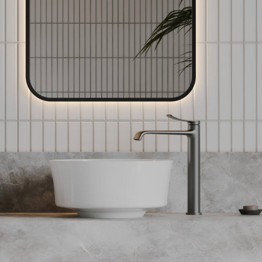 Creavit Fiore Oval Tezgâh Üstü Batarya Deliksiz Beyaz Lavabo 40x40 Cm FI140 - 2