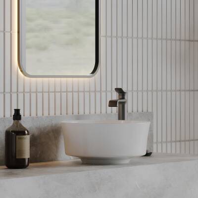 Creavit Fiore Oval Tezgâh Üstü Batarya Deliksiz Beyaz Lavabo 40x40 Cm FI140 - 3