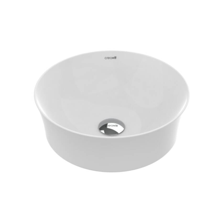 Creavit Fiore Oval Tezgâh Üstü Batarya Deliksiz Beyaz Lavabo 40x40 Cm FI140 - 7