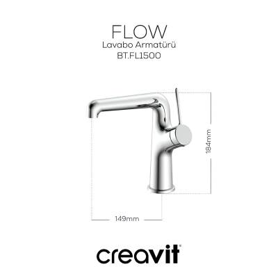 Creavit Flow Krom Lavabo-Banyo-Eviye Bataryası 3'lü Set FL1500-FL2500-FL8500 - 2