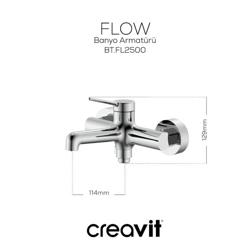 Creavit Flow Krom Lavabo-Banyo-Eviye Bataryası 3'lü Set FL1500-FL2500-FL8500 - 4