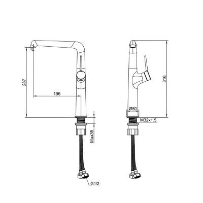 Creavit Flow Krom Uzun Lavabo Bataryası FL6500 - 4