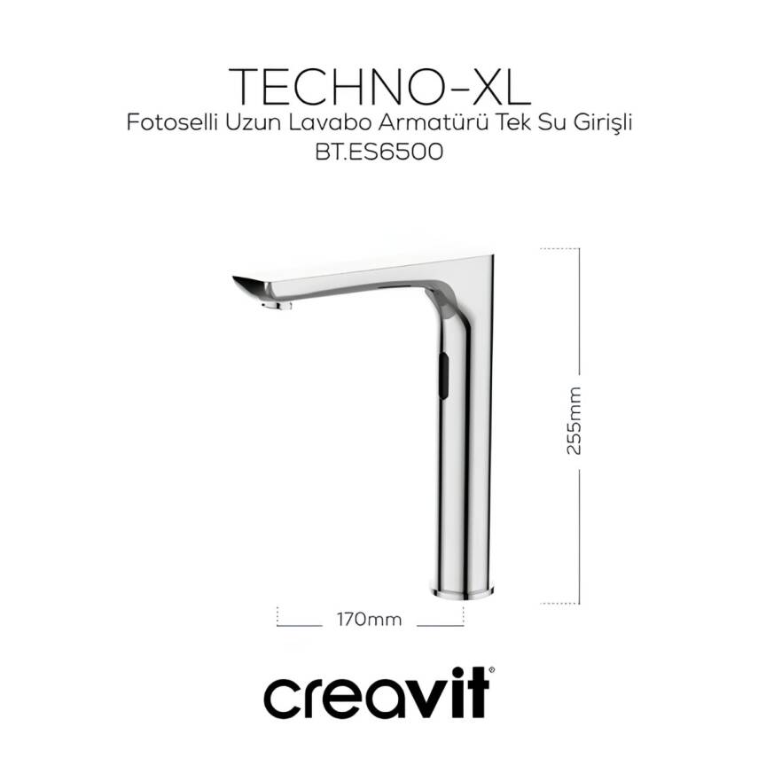 Creavit Fotoselli Uzun Lavabo Bataryası Tek Su Girişli ES6500 - 2