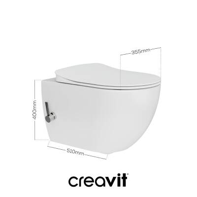 Creavit Free Entegre Ara Musluklu Kanallı Beyaz Asma Klozet FE320-34CB00E, Creavit Free Duck Duroplast Yavaş Kapak - 2