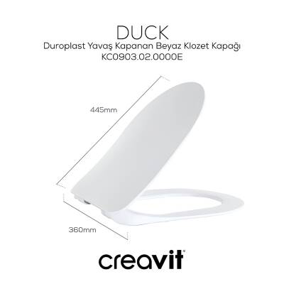 Creavit Free Entegre Ara Musluklu Kanallı Beyaz Asma Klozet FE320-34CB00E, Creavit Free Duck Duroplast Yavaş Kapak - 3
