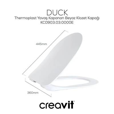 Creavit Free Kanallı Beyaz Asma Klozet FE320, Creavit Free Duck Yavaş Kapak - 5