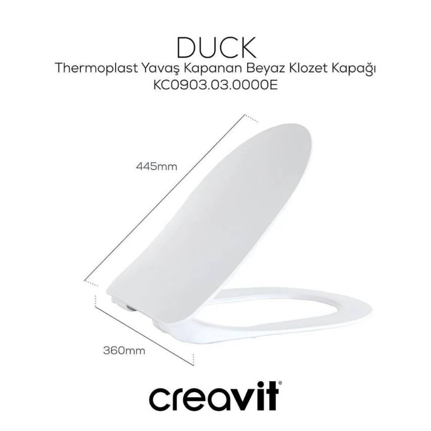 Creavit Free Kanallı Beyaz Asma Klozet FE320, Creavit Free Duck Yavaş Kapak - 5