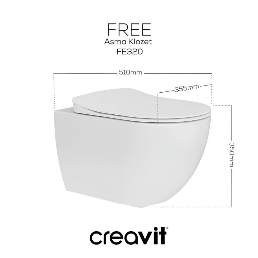 Creavit Free Kanallı Beyaz Asma Klozet FE320, Creavit Terra Gömme Rezervuar Set - 2