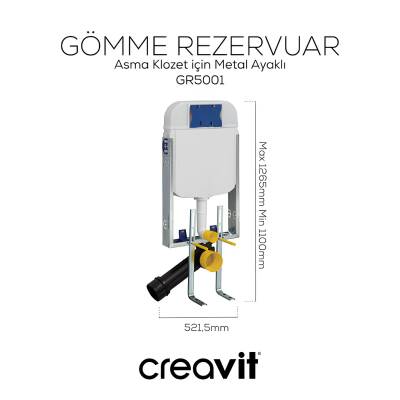 Creavit Free Kanallı Beyaz Asma Klozet FE320, Creavit Terra Gömme Rezervuar Set - 5