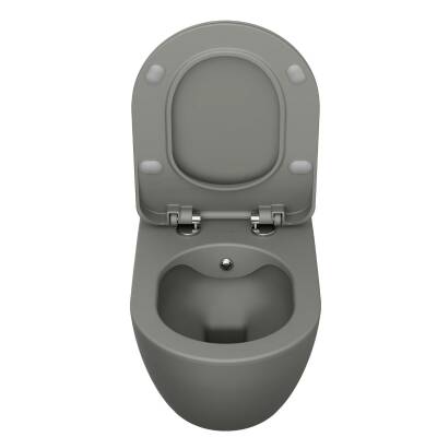 Creavit Free Kanalsız Cool Grey Asma Klozet FE322, Creavit Free Duck Duroplast Yavaş Kapak - 2