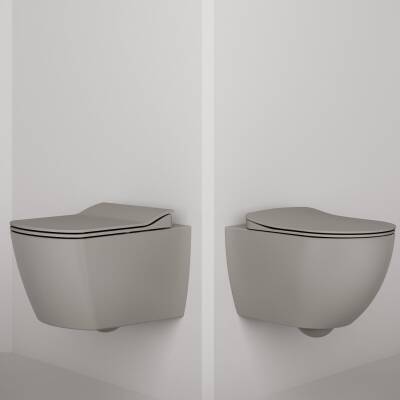 Creavit Free Kanalsız Cool Grey Asma Klozet FE322, Creavit Free Duck Duroplast Yavaş Kapak - 4