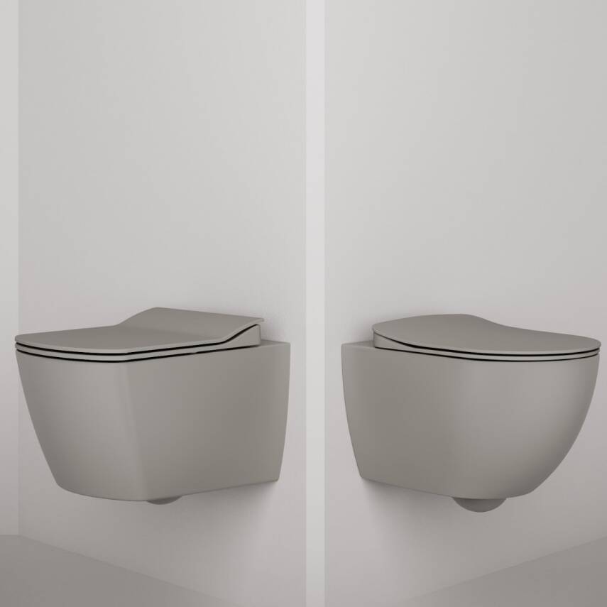 Creavit Free Kanalsız Cool Grey Asma Klozet FE322, Creavit Free Duck Duroplast Yavaş Kapak - 4