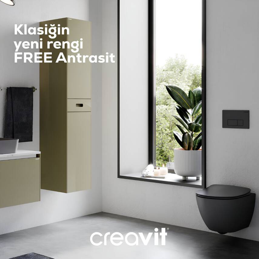 Creavit Free Kanalsız Mat Antrasit Asma Klozet FE322, Creavit Free Duck Duroplast Yavaş Kapak - 6