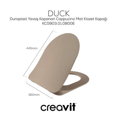 Creavit Free Kanalsız Mat Cappuccino Asma Klozet FE322, Creavit Free Duck Duroplast Yavaş Kapak - 4