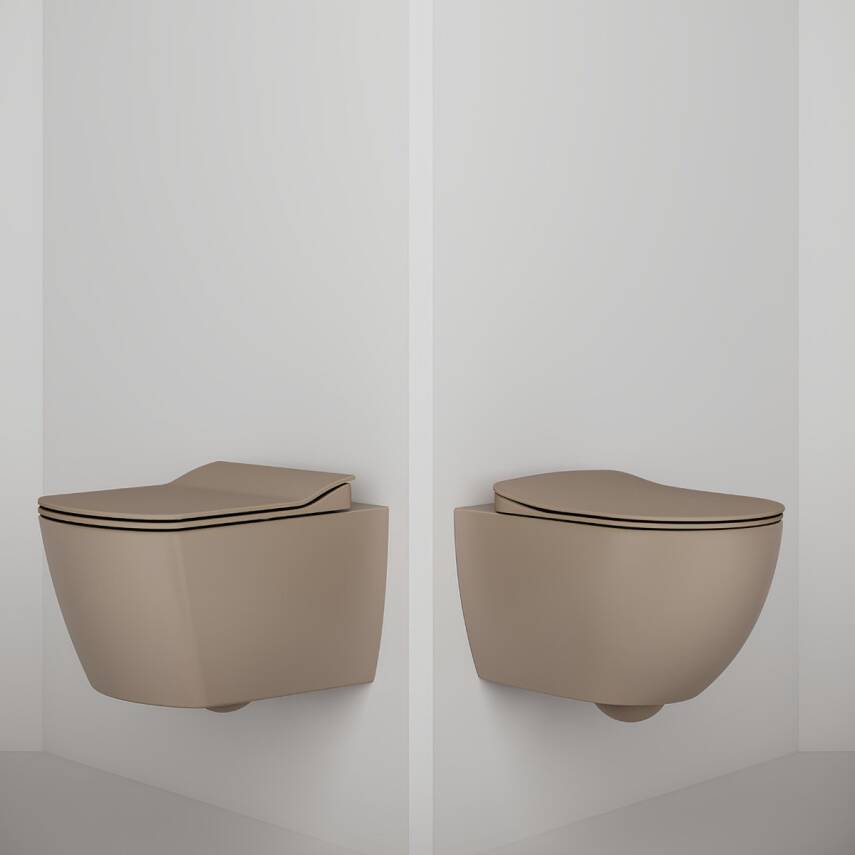 Creavit Free Kanalsız Mat Cappuccino Asma Klozet FE322, Creavit Free Duck Duroplast Yavaş Kapak - 6