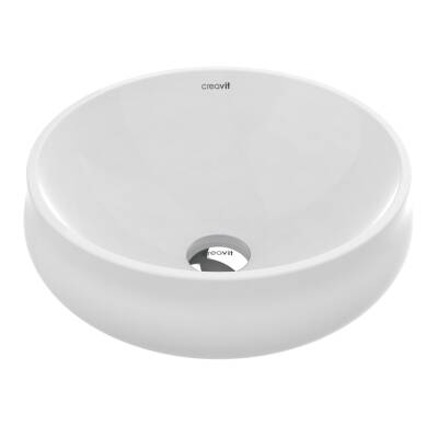 Creavit Gordo Oval Tezgâh Üstü Beyaz Batarya Deliksiz Lavabo 42x42 Cm GO140 - 6