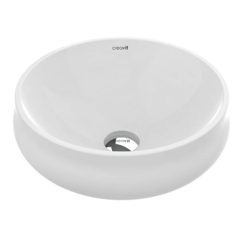 Creavit Gordo Oval Tezgâh Üstü Beyaz Batarya Deliksiz Lavabo 42x42 Cm GO140 - 6