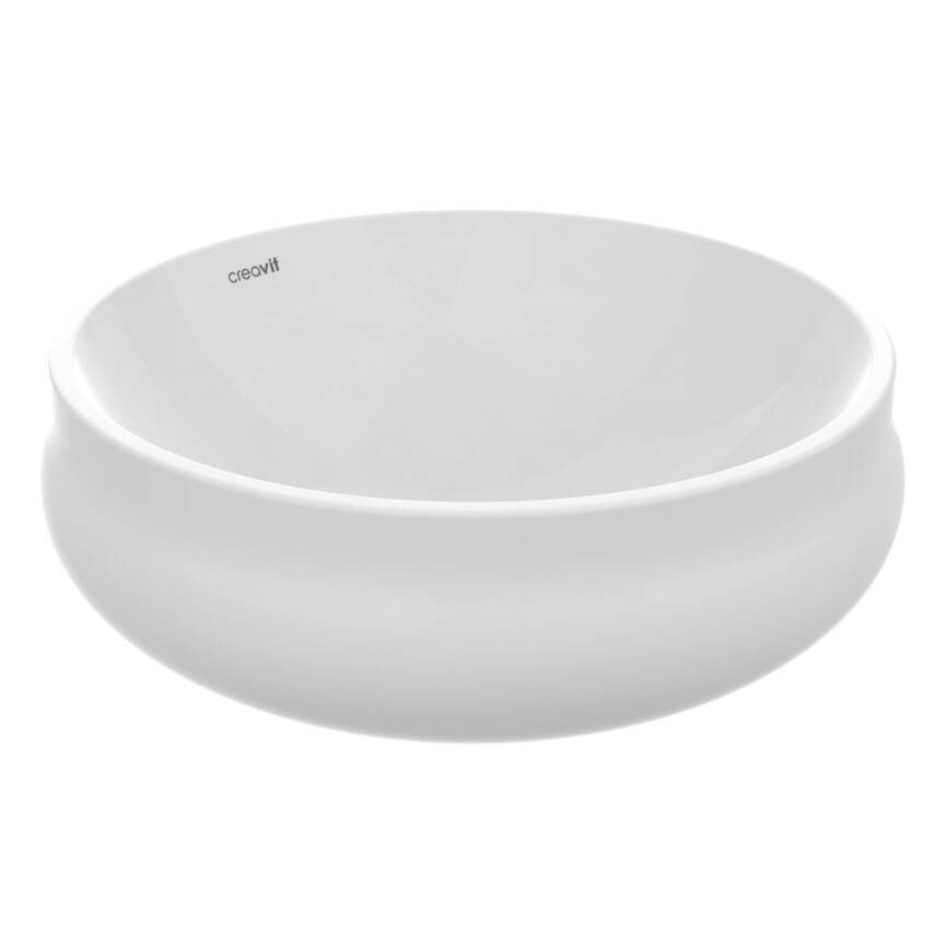 Creavit Gordo Oval Tezgâh Üstü Beyaz Batarya Deliksiz Lavabo 42x42 Cm GO140 - 7