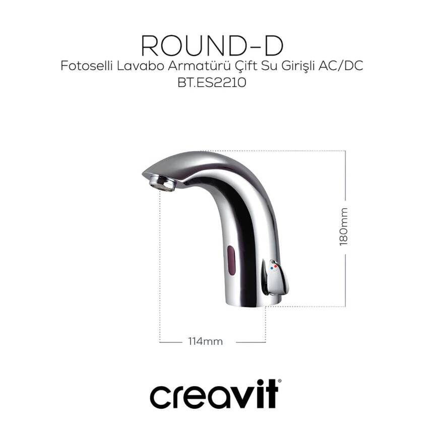 Creavit Krom Fotoselli Lavabo Bataryası Çift Su Girişli AC/DC ES2210 - 2