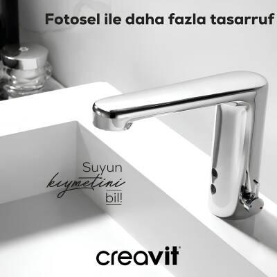Creavit Krom Fotoselli Lavabo Bataryası Çift Su Girişli ES2410