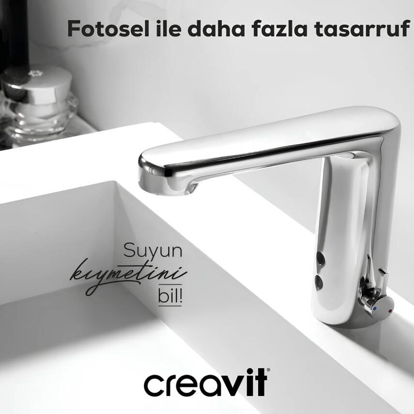 Creavit Krom Fotoselli Lavabo Bataryası Çift Su Girişli ES2410 - 1