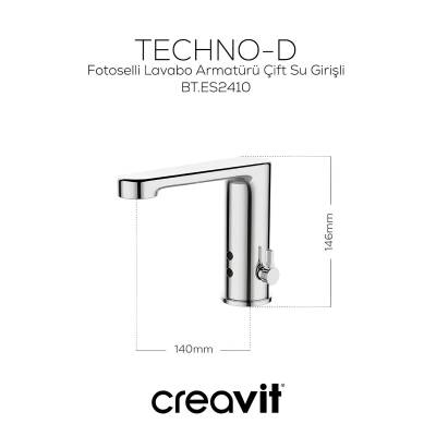 Creavit Krom Fotoselli Lavabo Bataryası Çift Su Girişli ES2410 - 2