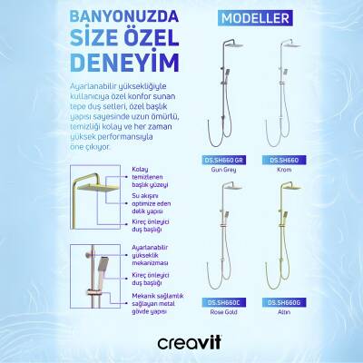 Creavit Krom Tepe Duş Sistemi SH660 - 2