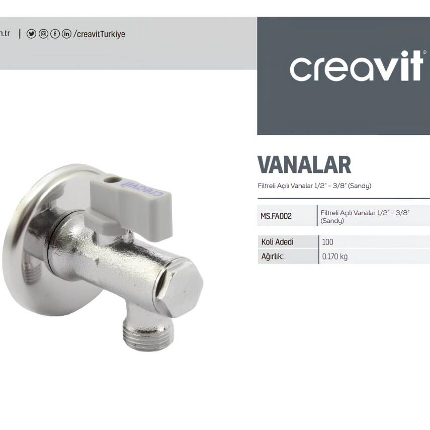 Creavit Kumlu Ara Musluk Filtreli 1/2 - 3/8 FA002 - 1