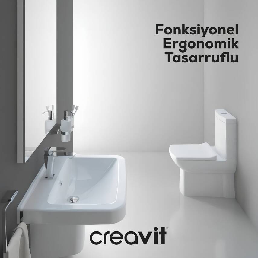 Creavit Lara Kanallı Beyaz Duvara Sıfır Klozet Takımı LR360, Creavit Lara Yavaş Kapak - 1