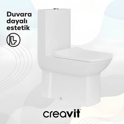 Creavit Lara Kanallı Beyaz Duvara Sıfır Klozet Takımı LR360, Creavit Lara Yavaş Kapak - 6