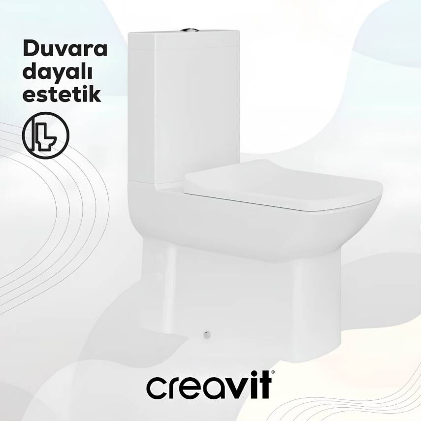 Creavit Lara Kanallı Beyaz Duvara Sıfır Klozet Takımı LR360, Creavit Lara Yavaş Kapak - 6