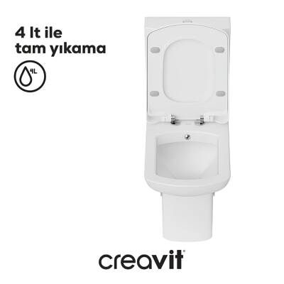 Creavit Lara Kanallı Beyaz Duvara Sıfır Klozet Takımı LR360, Creavit Lara Yavaş Kapak - 7