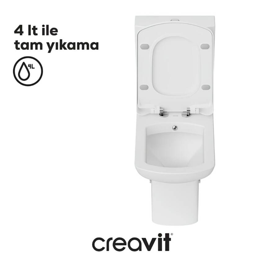 Creavit Lara Kanallı Beyaz Duvara Sıfır Klozet Takımı LR360, Creavit Lara Yavaş Kapak - 7