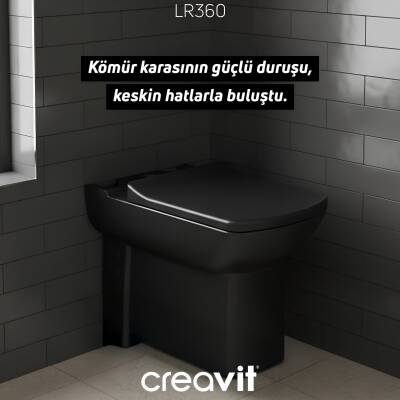 Creavit Lara Kanallı Kömür Karası Duvara Sıfır Klozet Takımı LR360, Creavit Lara Duroplast Yavaş Kapak - 2