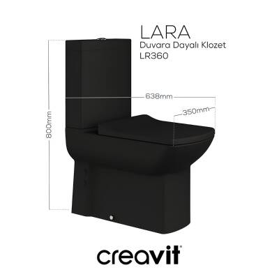 Creavit Lara Kanallı Kömür Karası Duvara Sıfır Klozet Takımı LR360, Creavit Lara Duroplast Yavaş Kapak - 3