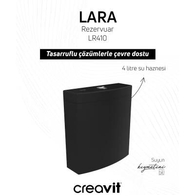 Creavit Lara Kanallı Kömür Karası Duvara Sıfır Klozet Takımı LR360, Creavit Lara Duroplast Yavaş Kapak - 4